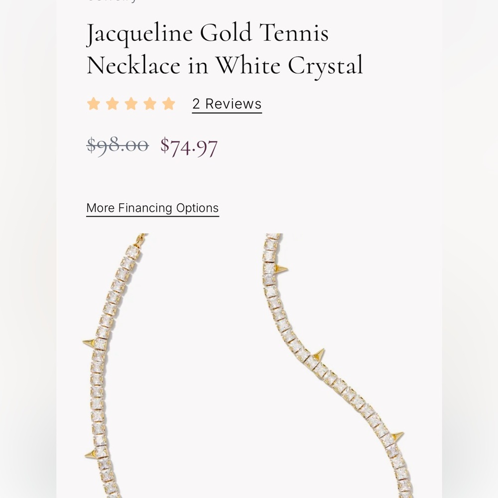 Jaqueline Gold tennis necklace white crystal